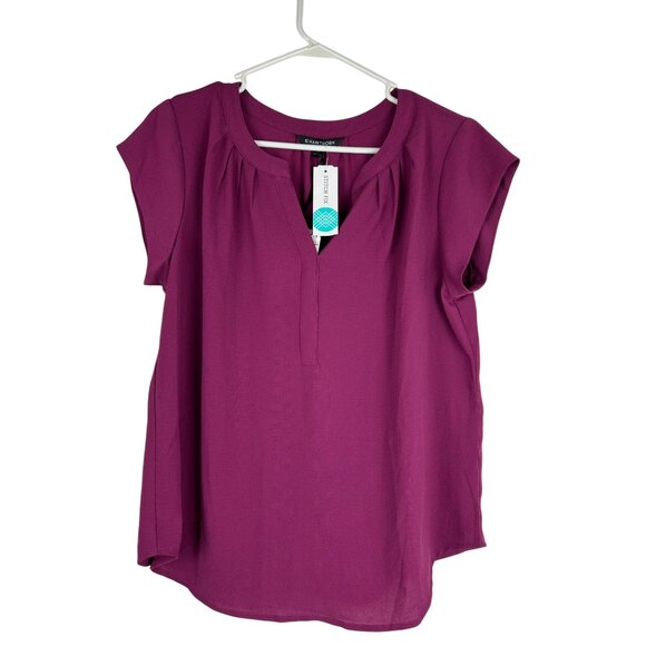 41 Hawthorn Morey Split Neck Short Sleeve Blouse Pink Large NWT - Picture 1 of 11
